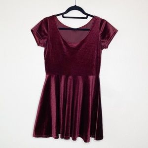 Burgundy Velvet Skater Dress